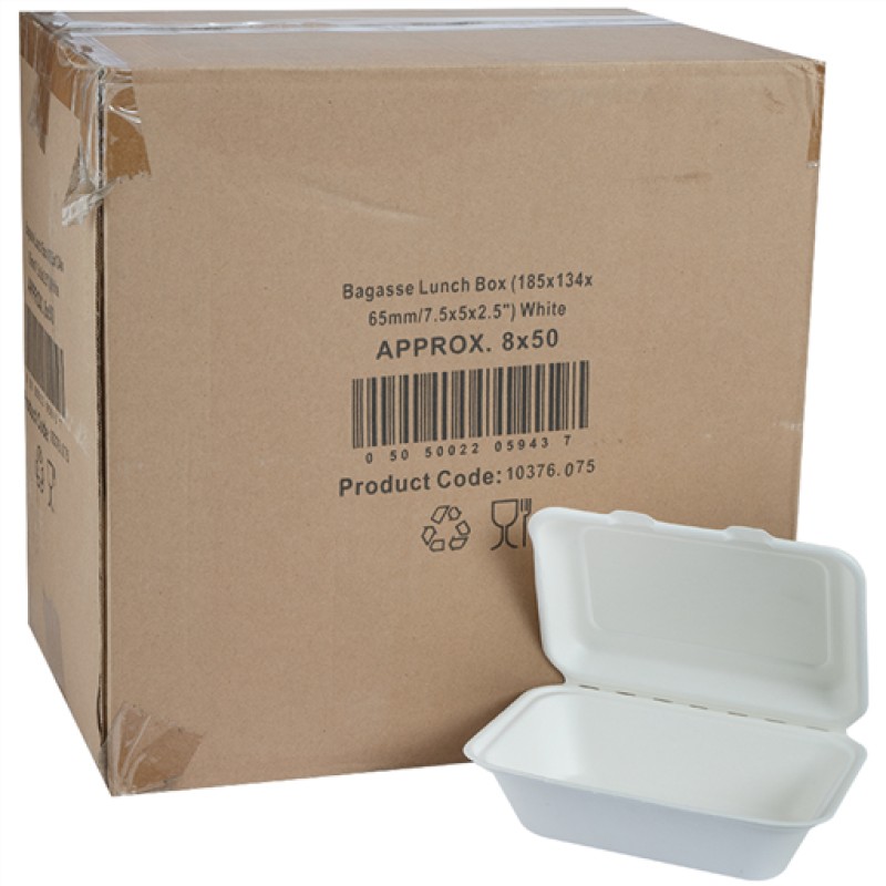 Naturalleaf Hb9 Lunch Box (185x134x65mm/7.5x2.5bagasse (50PCS)