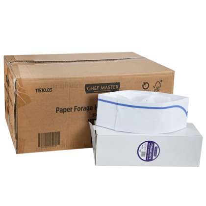 Chef Master Paper Forage Hats Blue Stripe (100PCS)