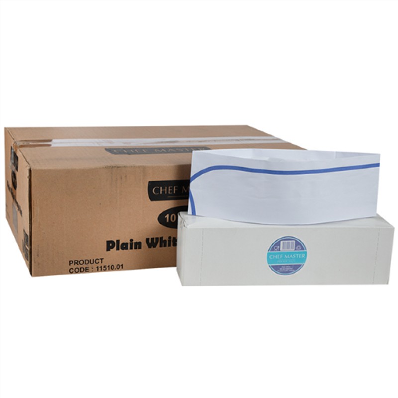 Chef Master Paper Forage Hats Plain White (100PCS)