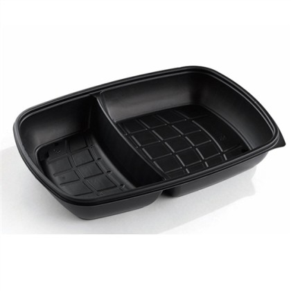 Sabert 2 Comp Rectangular Container Black
