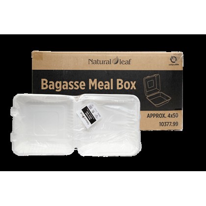 Bagasse Meal Box 1 White Large 9