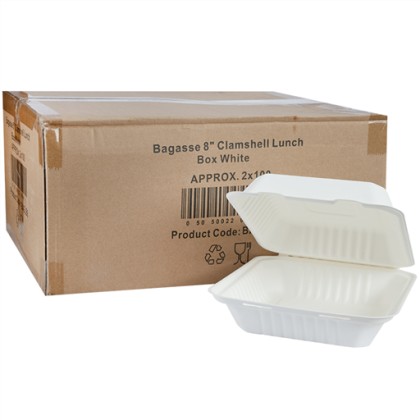 Bagasse Meal Box 1 White Small 8