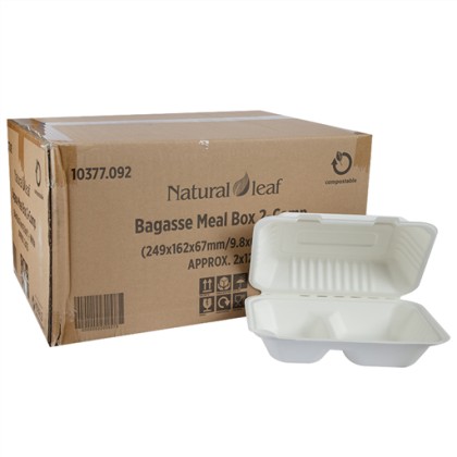 Bagasse Meal Box 2 White