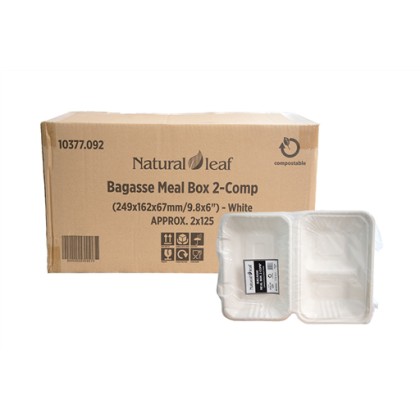 Bagasse Meal Box 2 White   400pcs