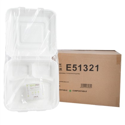 Bagasse Meal Box 3 White