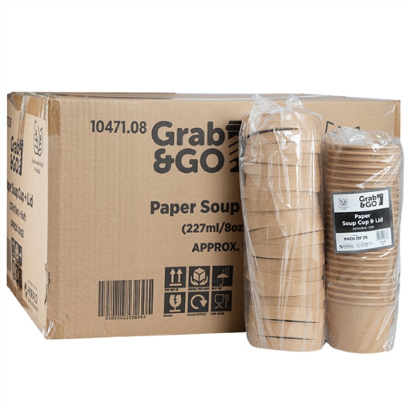 Grab - Go 8oz Kraft Paper Soup Cupslids (25PCS)