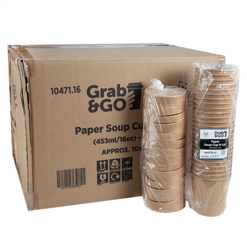 Grab - Go Paper Soup Cuplid (453ml/16oz) Kraft (1x500PCS)