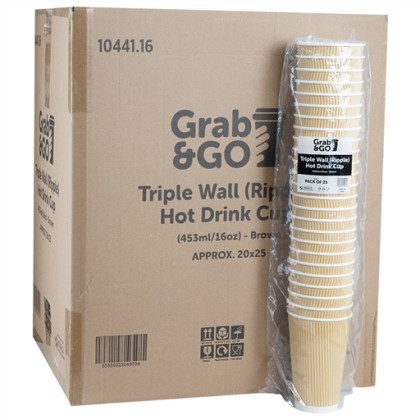 Grab - Go Ripple Cups Brown 16oz (25PCS)