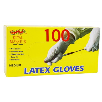 Royalmarkets Latex Gloves Powder Free (medium) (100PCS)