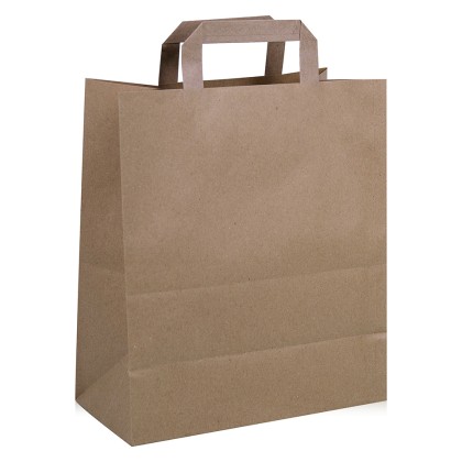 Large Brown Paper SOS Carrier Bags with Flat Handles 1x250