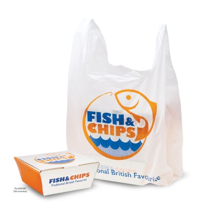 Fish & Chips Medium Vest Carrier Bags 260x130x450mm 1x500