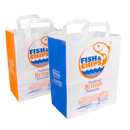 Fish & Chips Large Paper Carrier Bags 260x285x140mm 1x125