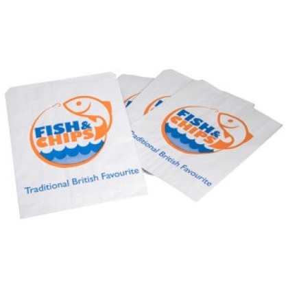 Fish & Chips Greaseproof Lined SOS1 Bags 178x220mm 1x500