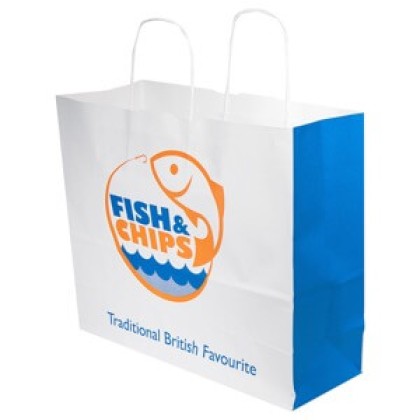 Fish & Chips Jumbo Twisted Handles Paper Carrier Bags 315x320x220mm 1x100