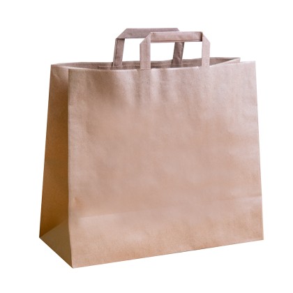 Jumbo Brown Paper Carrier Bags with Flat Handles 360x150x315mm 1x125