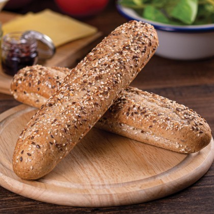 La Lorraine Part Baked Multi Seed Demi Baguette 27cm 50x125g La Lorraine Part Baked Multi Seed Demi Baguette 27cm 50x125g