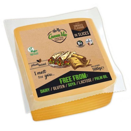 Green Vie Vegan Smoked Gouda Flavour Cheese Slices 1x500g Green Vie Vegan Smoked Gouda Flavour Cheese Slices 1x500g