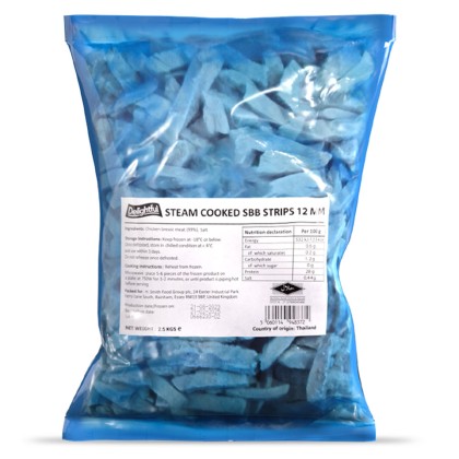 IQF Halal Steam Cooked Chicken Strips 12mm 4x2.5kg