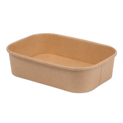 500ml Kraft Rectangular Food Container Lid Ref CON222 1x300