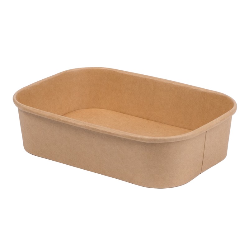 500ml Kraft Rectangular Food Container Lid Ref CON222 1x300