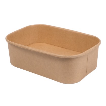 650ml Kraft Rectangular Food Container  Lid Ref CON222 1x300