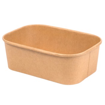 750ml Kraft Rectangular Food Container  Lid Ref CON222 1x300