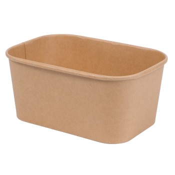 1000ml Kraft Rectangular Food Container Lid Ref CON222 1x300