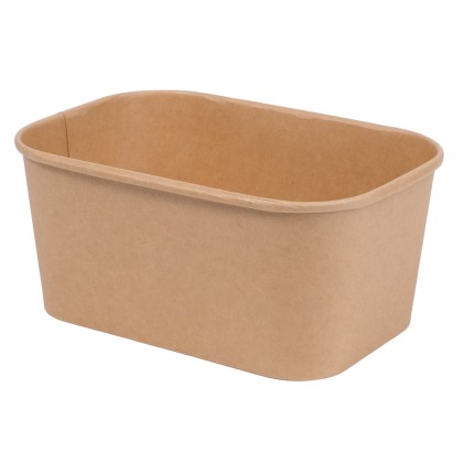 1000ml Kraft Rectangular Food Container Lid Ref CON222 1x300