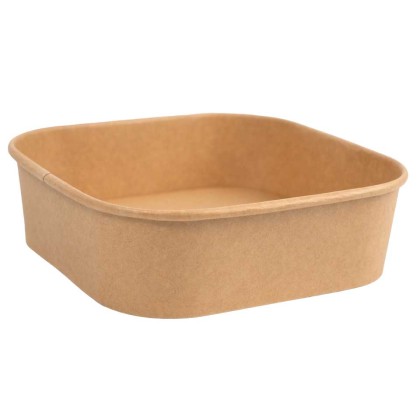 1000ml Kraft Square Food Container Lid Ref CON250 1x300