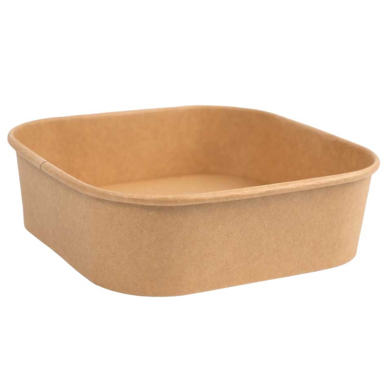 1000ml Kraft Square Food Container Lid Ref CON250 1x300