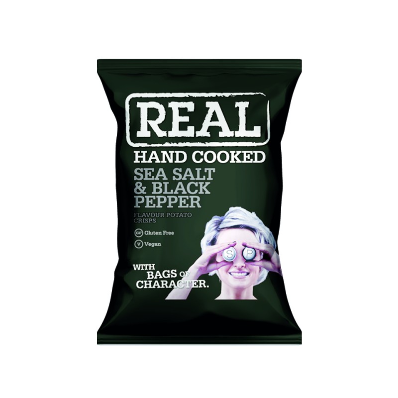 Real Hand Cooked Crisps Sea Salt & Black Pepper 24x35g