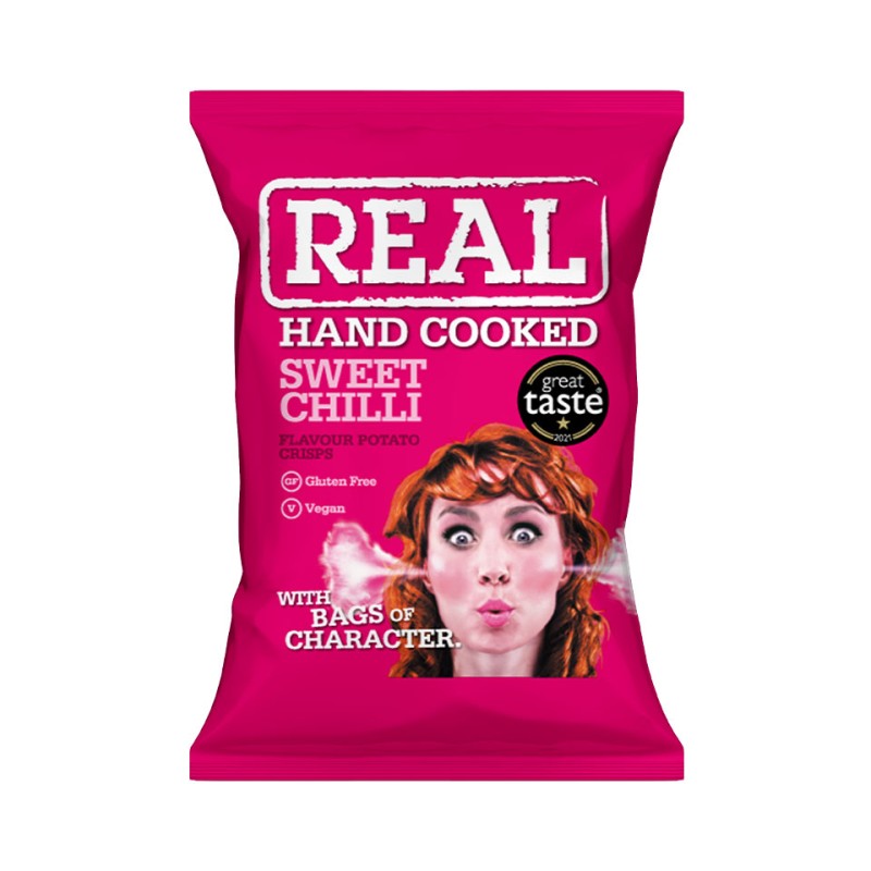 Real Hand Cooked Crisps Sweet Chilli 24x35g