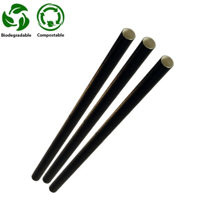 Black Compostable Paper Cocktail Sip Straws 120x5x6mm 1x250
