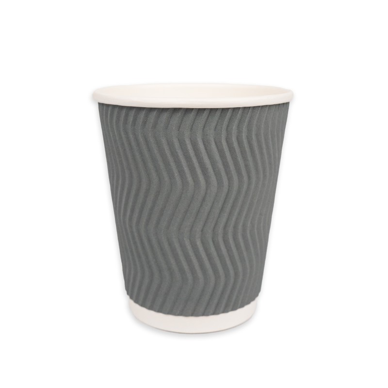 JJ 8oz Grey Ripple Wall Paper Hot Cup Lid Ref CUP264/CUP2691x250