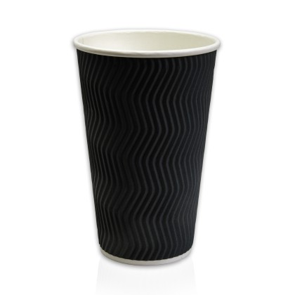 JJ 16oz Black Ripple Wall Paper Hot Cup Lid Ref CUP265/CUP270 1x250