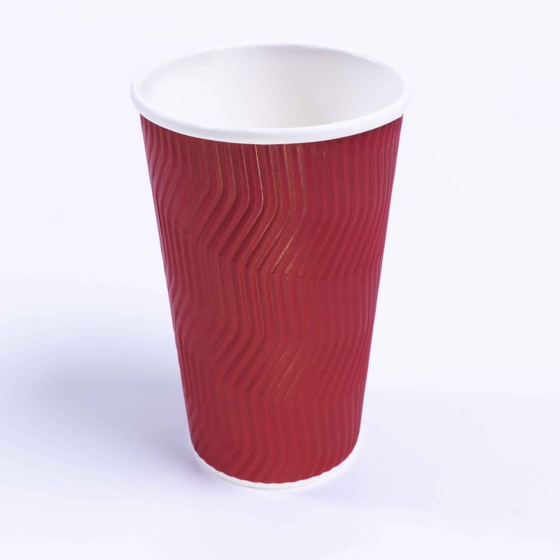 JJ 16oz Red Ripple Wall Paper Hot Cup Lid Ref CUP265/CUP270 1x250
