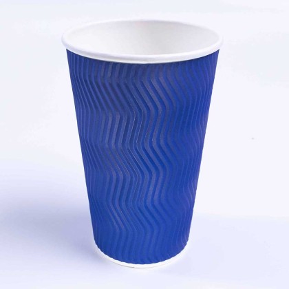 JJ 16oz Navy Blue Ripple Wall Paper Hot Cup Lid Ref CUP265/CUP270 1x250