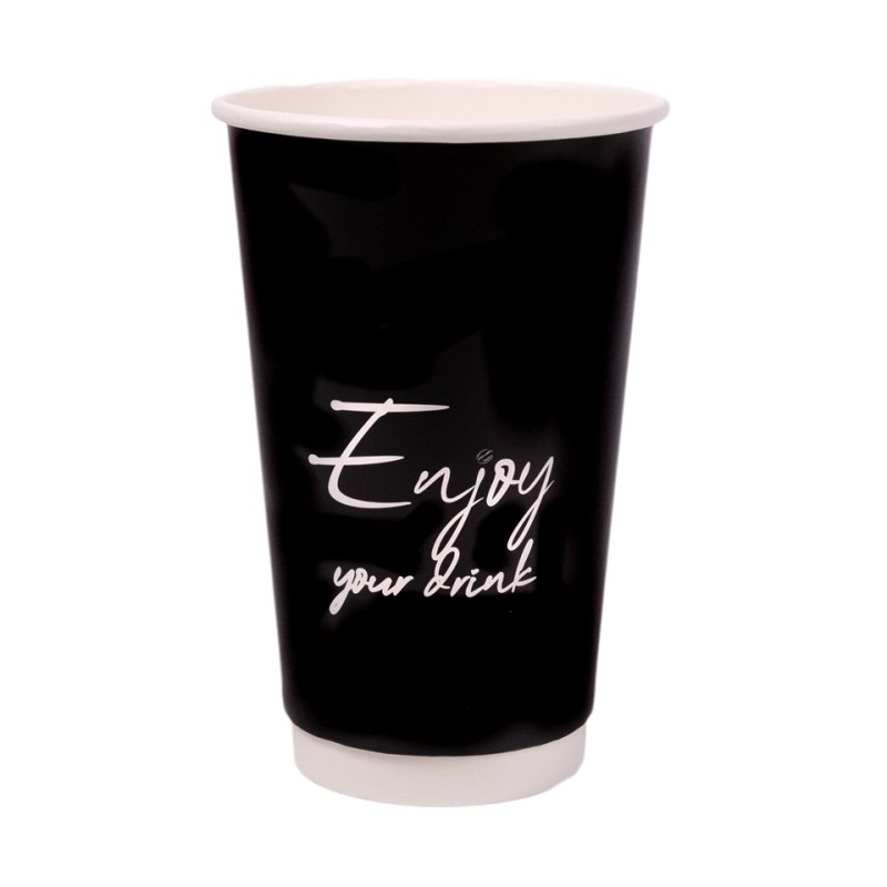 JJ 16oz Black Double Wall Paper Hot Cup Lid Ref CUP265/CUP270 1x250