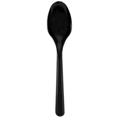 Black Premium Reusable Heavy Weight Black Dessert Spoon 10x100