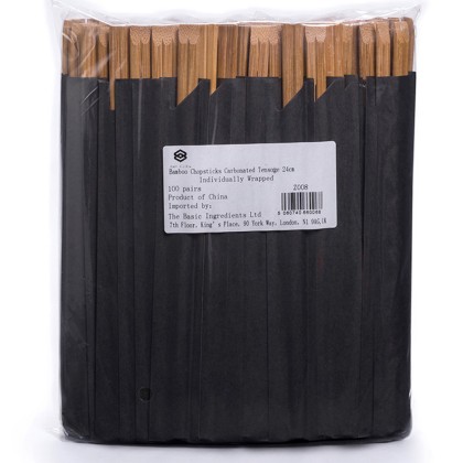 Emma Basic Bamboo Chopsticks Carbonated Individually Wrapped in Pairs 1x100