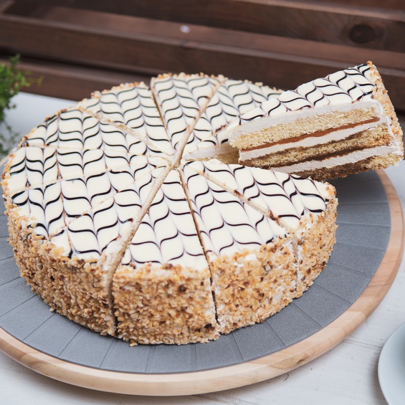 Letscake Caffe Latte Cake Decorated with Hazelnuts (1.68Kg) Pre-Sliced 1x12ptn
