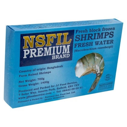 NSFIL Premium Raw HLSO Fresh Water King Prawns 8/12, 700g net 6x1.4kg
