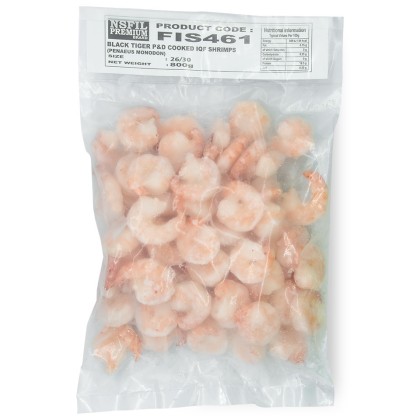 NSFIL Premium IQF Cooked P&D King Prawns 26/30, 800g net 1x1kg