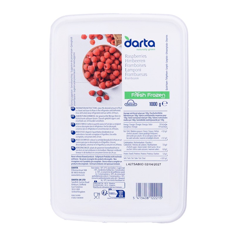 Greens Frozen Raspberries 1x1kg