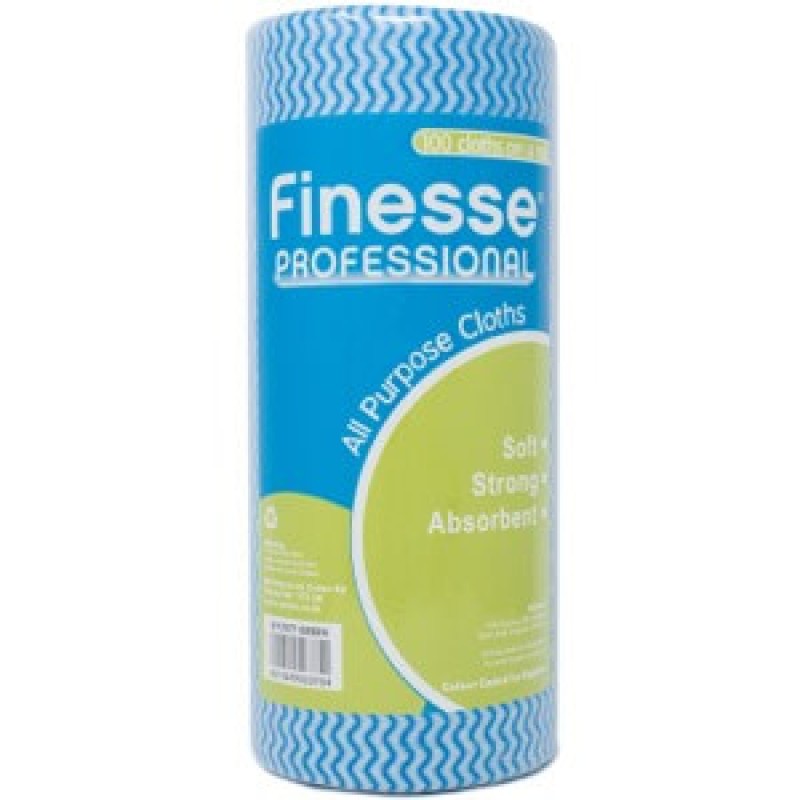 Finesse 100 All Purpose Cloth On A Roll Blue 1x1
