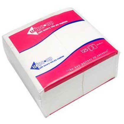 Wipe-Up Luxury Fold White Serviettes 2Ply, 40cm, 1/8 Fold 16x125