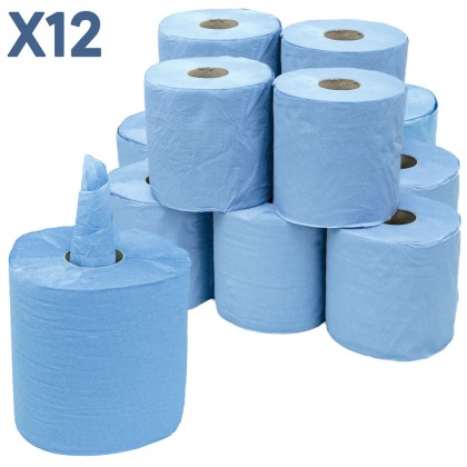 2 Ply Centrefeed Blue Rolls 15.7cmx70m 1x12