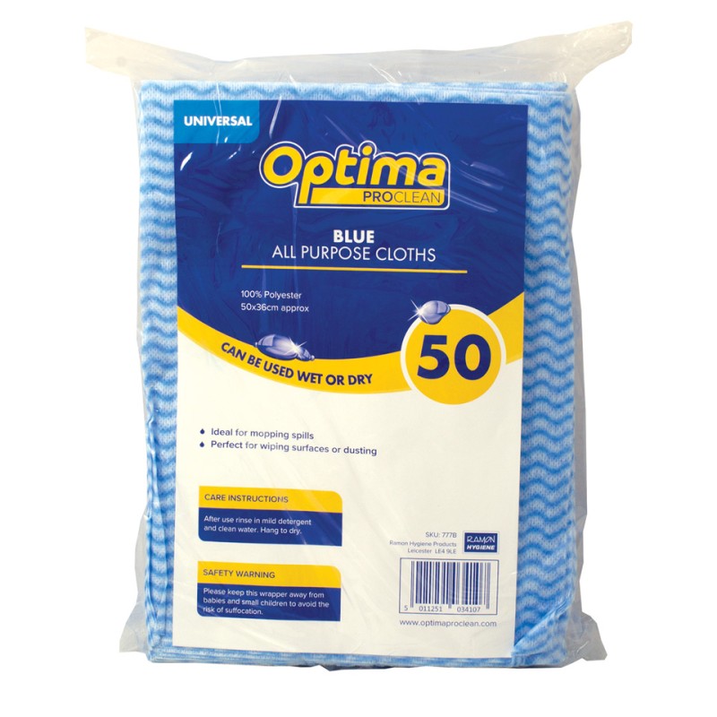 Optima 50 Multi Purpose Cloths Blue  1x1
