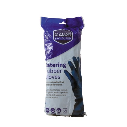 Food Safe Blue Rubber Gloves Large 1x6pairs