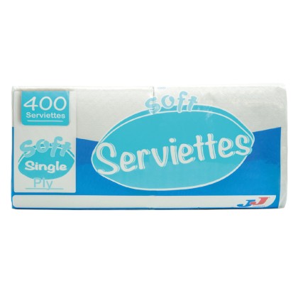 JJ Soft Serviettes 1Ply, 30cm 10x400